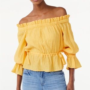 Scoop Women's Off the Shoulder Top with Adjustable Waist